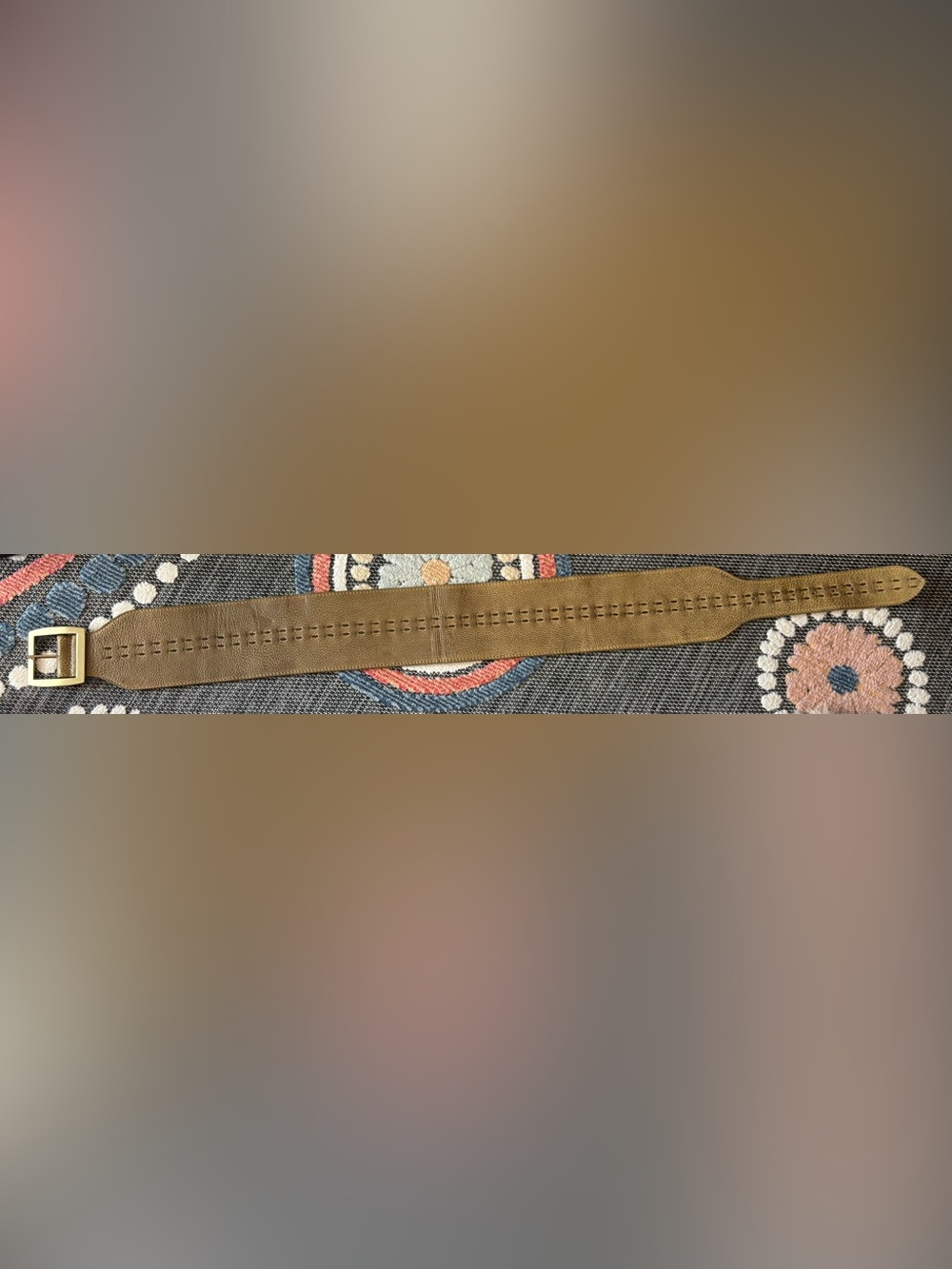 Free People Wide Textured Olive Green Leather Belt with Square Buckle